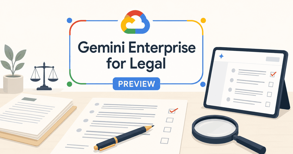 Google Cloudの法務特化AI「Gemini Enterprise for Legal」による契約書レビューや精度検証の様子を表現したAI生成のイメージイラスト